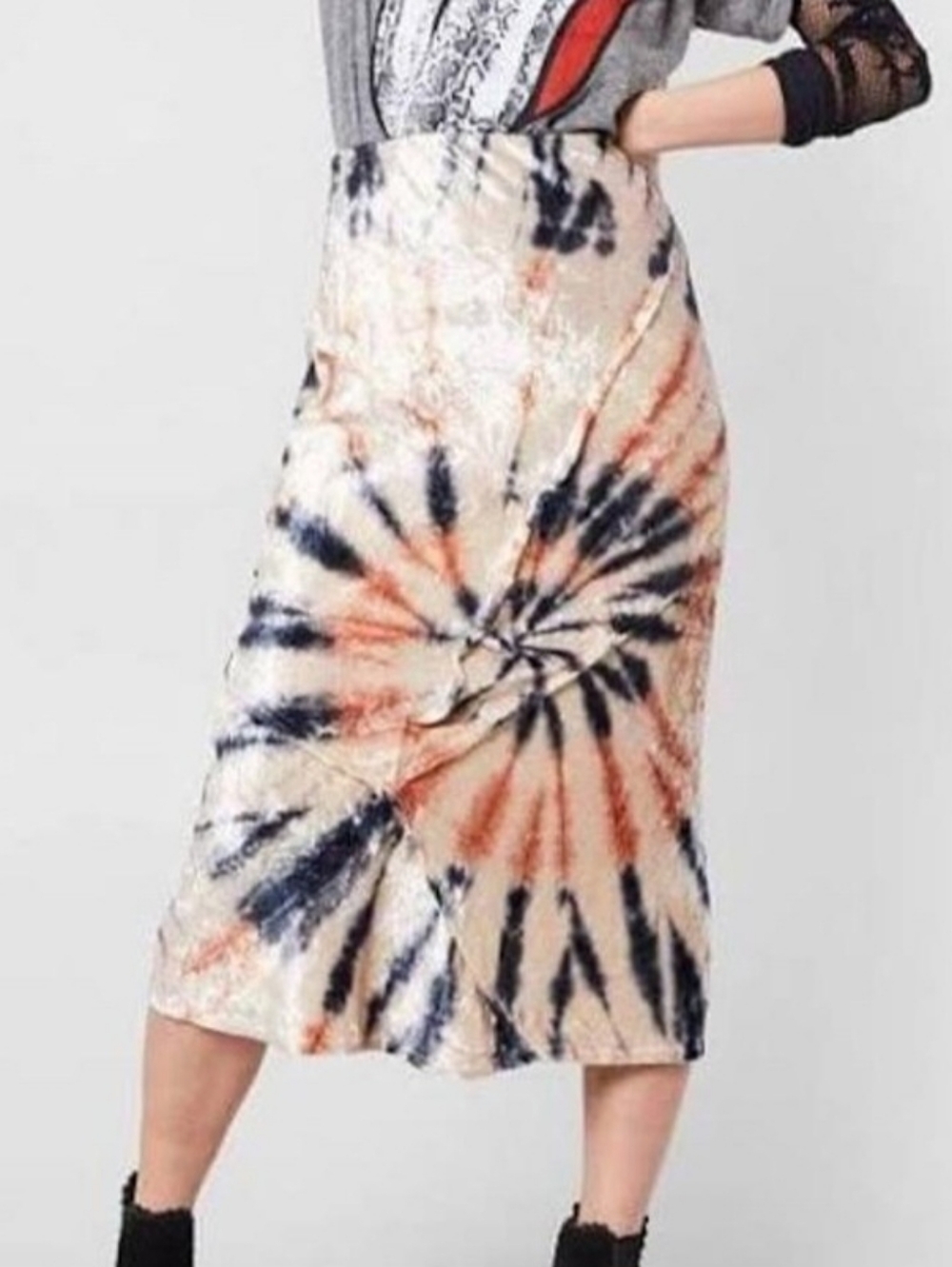 Free People Serious Swagger Crushed Velvet Midi Skirt Size Small